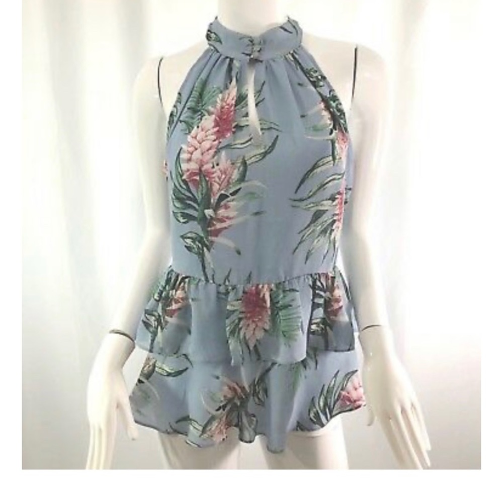 Belle Vere High Neck Ruffle Floral Top